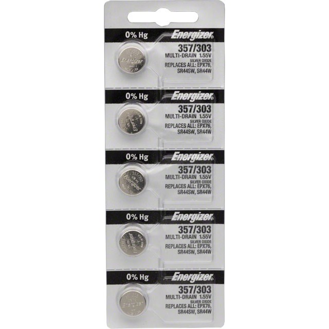 [BA0134] Energizer 357 / 303 Silver Oxide Multi-Drain Battery 1.55v: Card of 5
