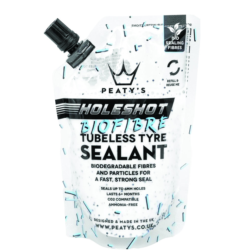 [PTS-HBF-120] Peaty's Holeshot BioFibre Tubeless Tire Sealant, 120ml Pouch