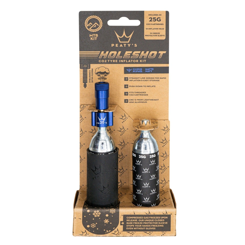 [PPR-HTI-MTB-NVY] Peaty's Holeshot CO2 MTN Tire Inflator Kit w/2x25g, Navy