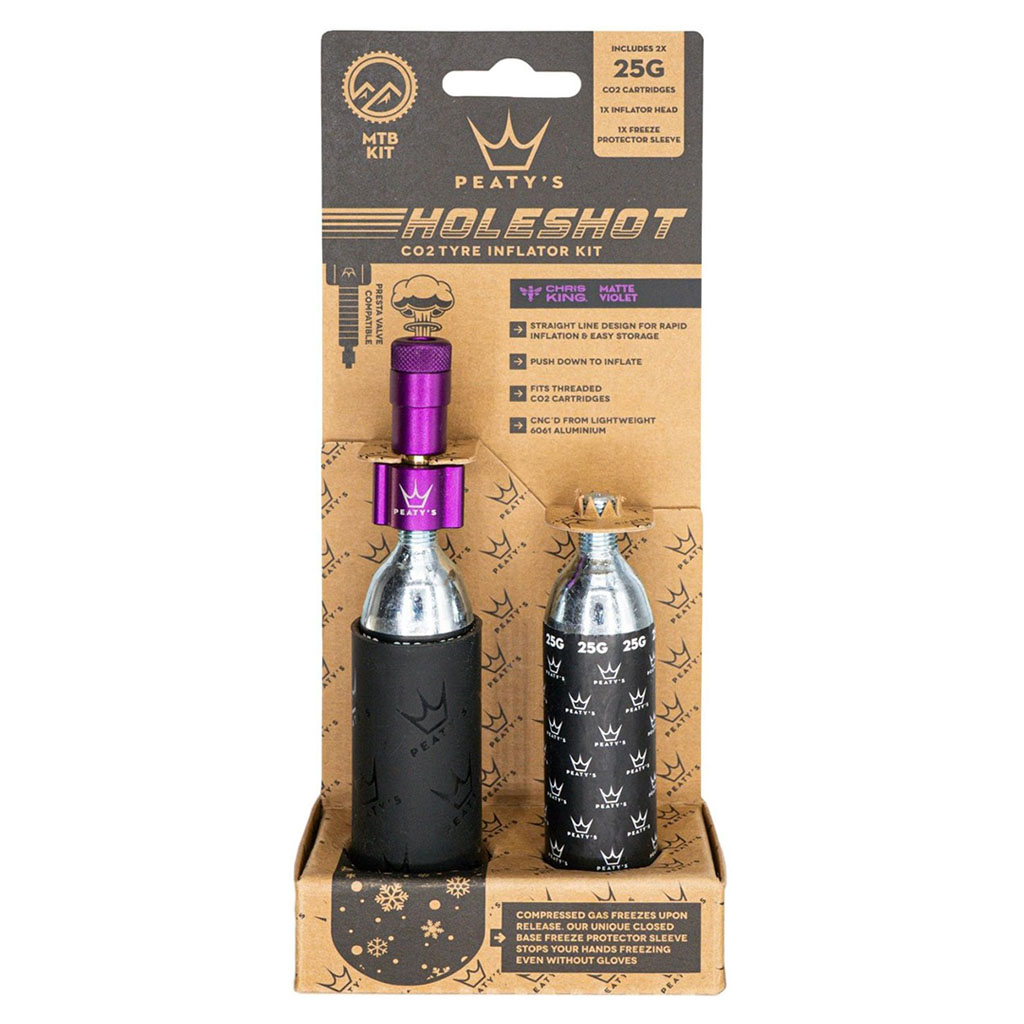[PPR-HTI-MTB-VLT] Peaty's Holeshot CO2 MTN Tire Inflator Kit w/2x25g, Violet