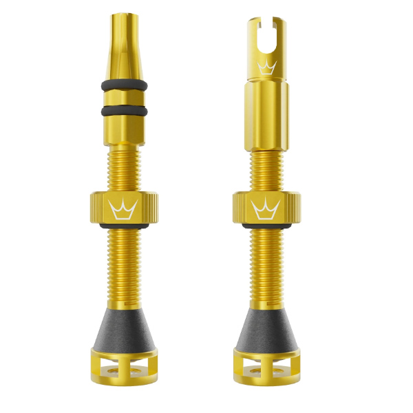 [PTV-HFF-42-GOLD] Peaty's Holeshot Fast Flow Tubeless Valves, 42mm, Gold, Pair