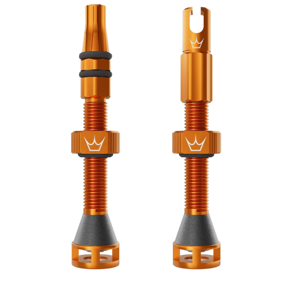 [PTV-HFF-42-MANGO] Peaty's Holeshot Fast Flow Tubeless Valves, 42mm, Mango, Pair