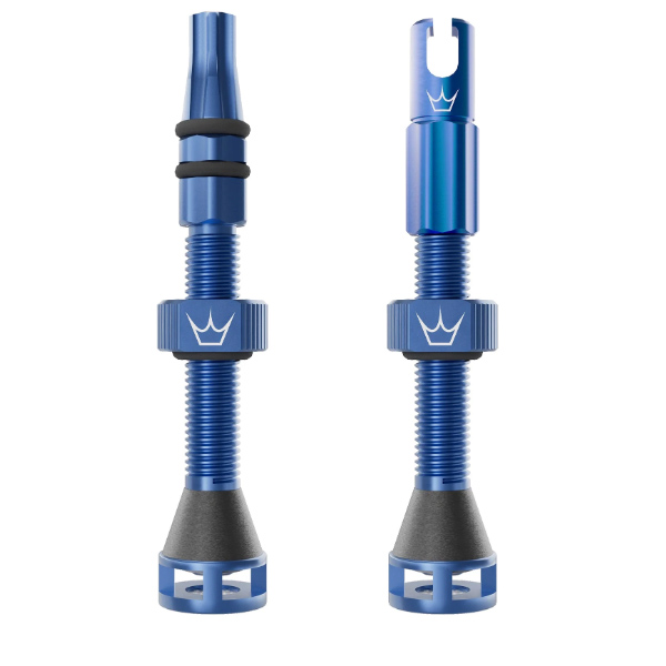 [PTV-HFF-42-NAVY] Peaty's Holeshot Fast Flow Tubeless Valves, 42mm, Navy, Pair