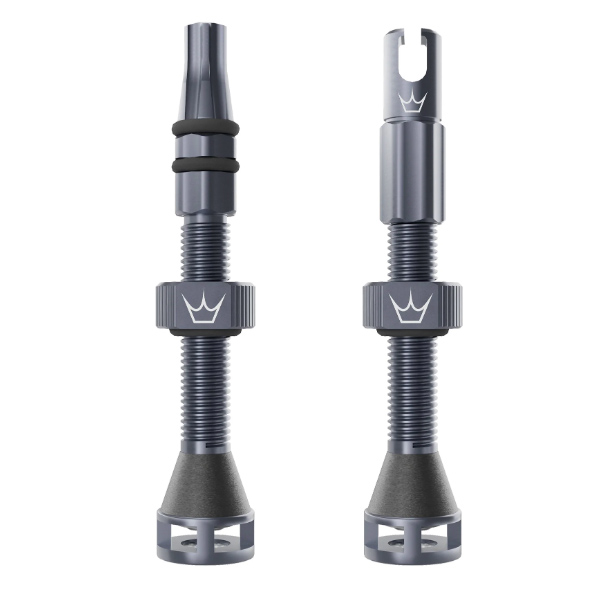 [PTV-HFF-42-SLATE] Peaty's Holeshot Fast Flow Tubeless Valves, 42mm, Slate, Pair
