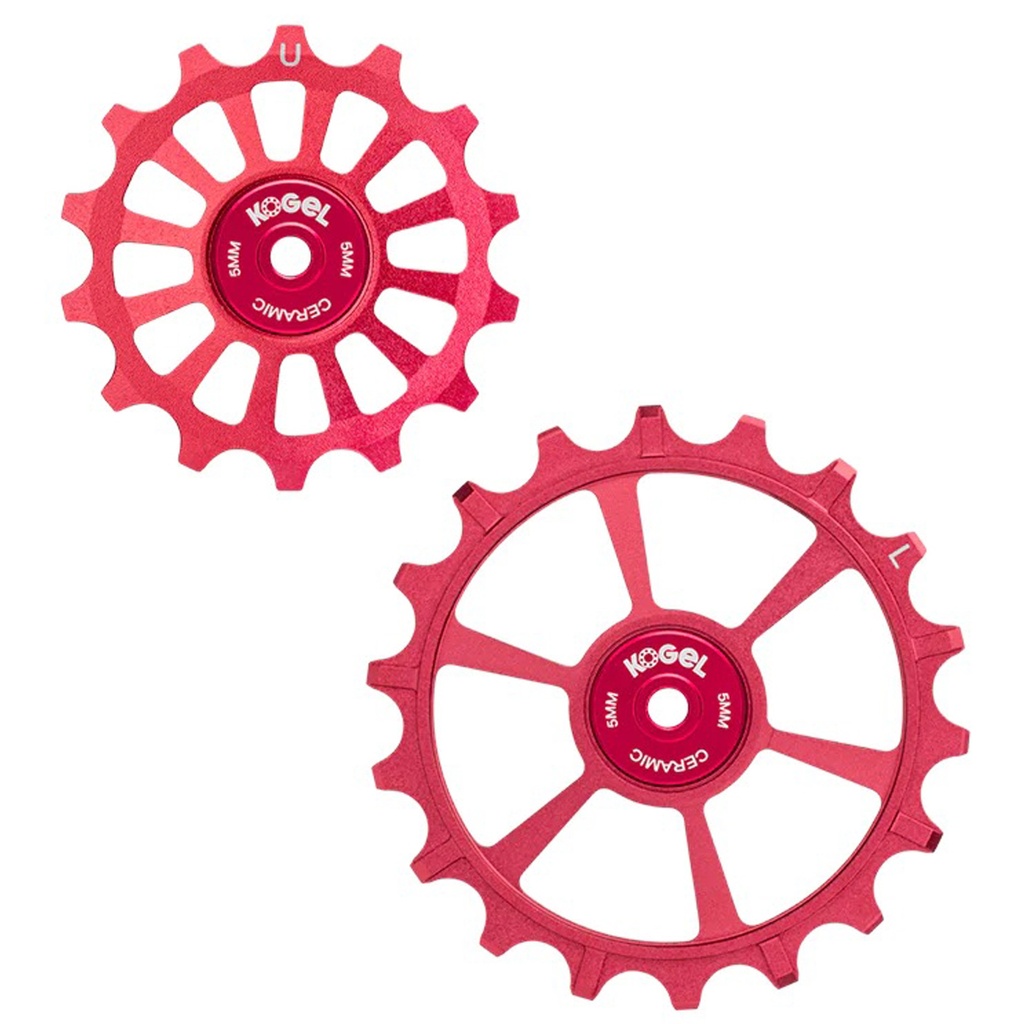 [PUL-1418-TRM-C-RED] Kogel Bearings 14/18T Hybrid Ceramic Pulley Set Transmission Red