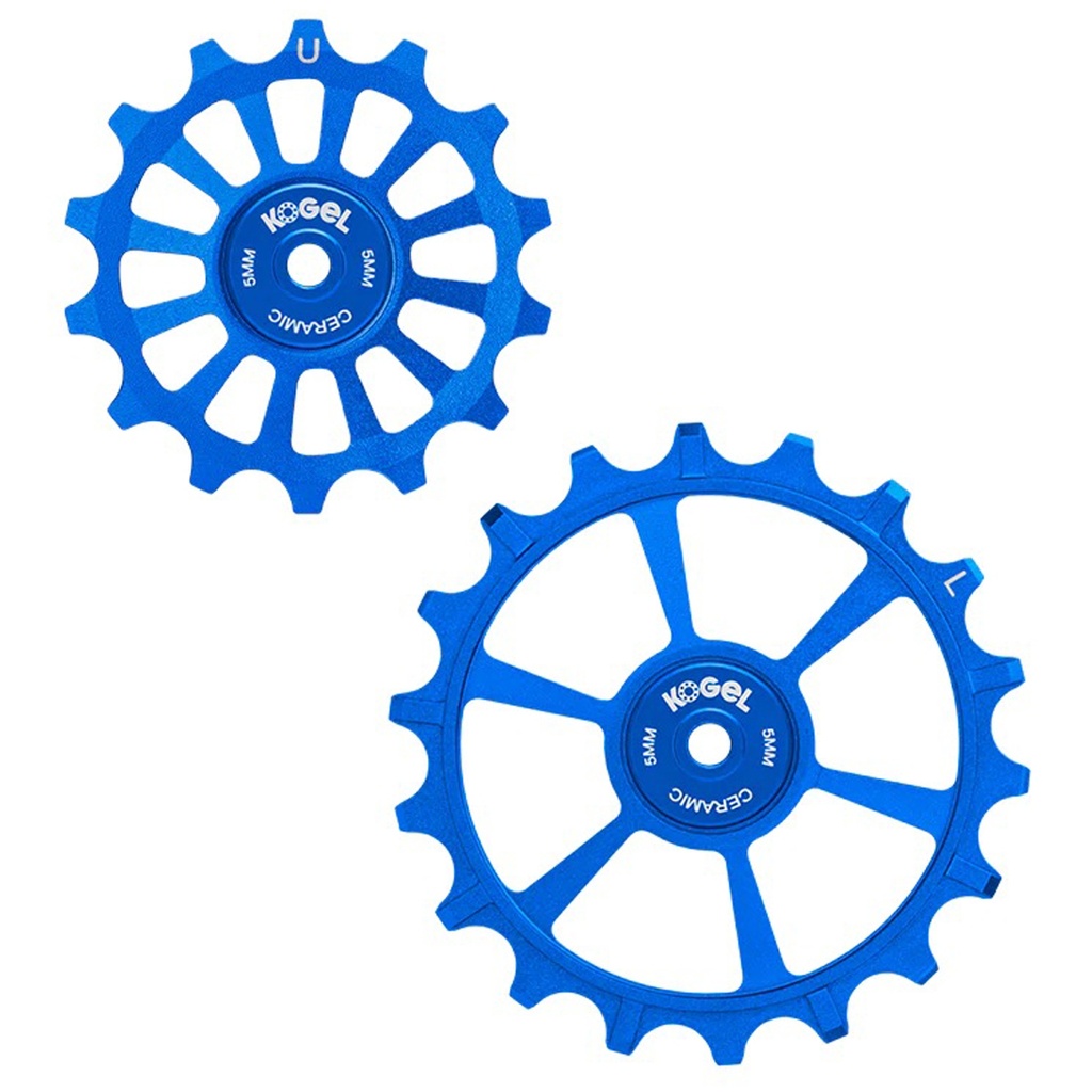 [PUL-1418-TRM-C-BLUE] Kogel Bearings 14/18T Hybrid Ceramic Pulley Set Transmission, Blue