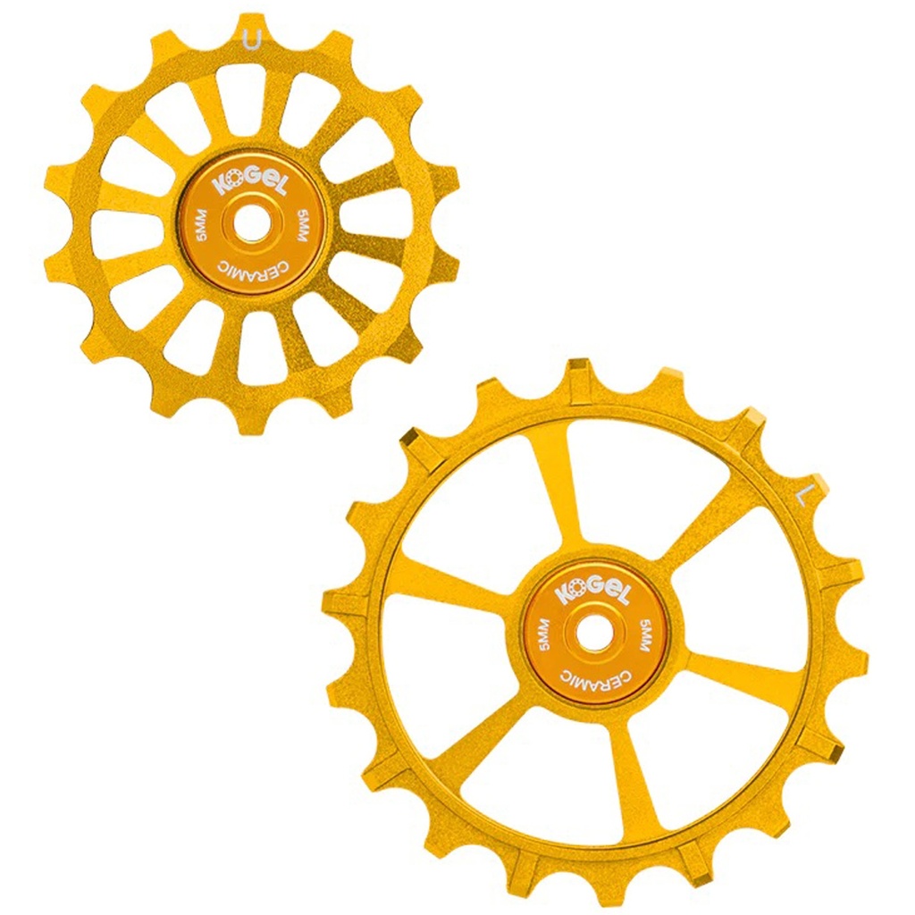 [PUL-1418-TRM-C-GOLD] Kogel Bearings 14/18T Hybrid Ceramic Pulley Set Transmission, Gold