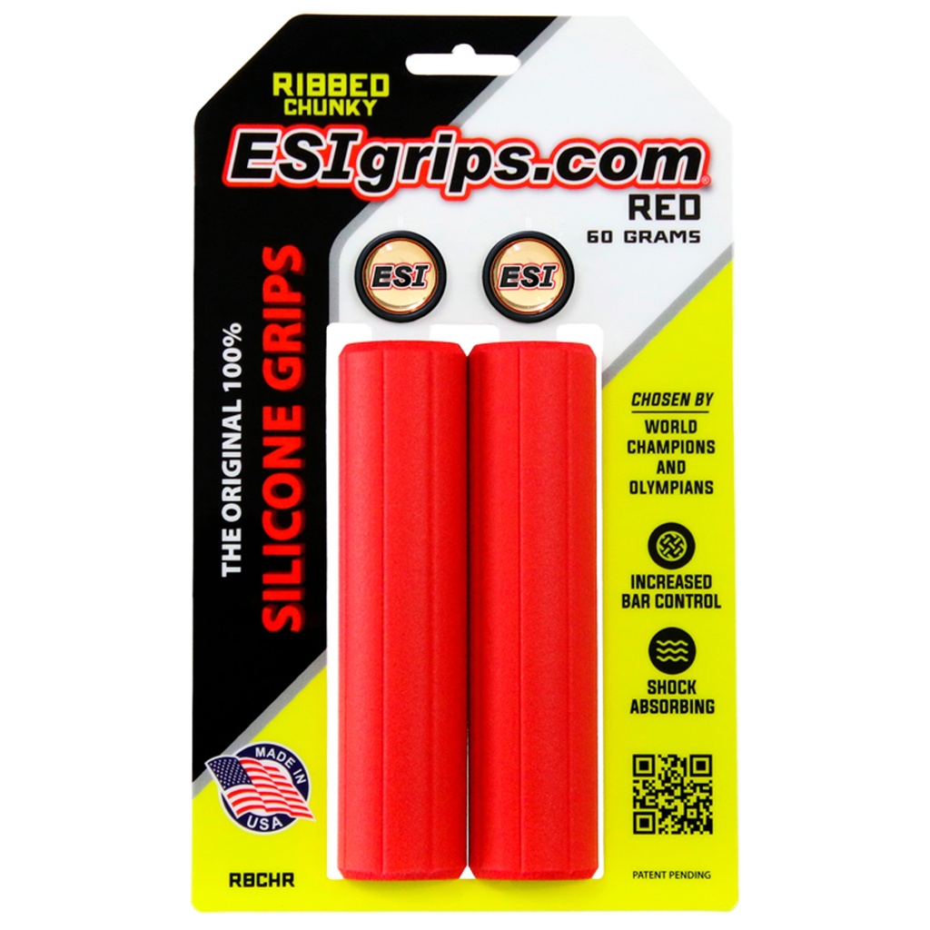 [RBCHR] ESI grips MTB Ribbed Chunky Silicone Grips, Red